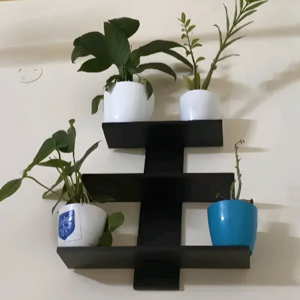 Modern 3-Tier Floating Wall Shelf Display Rack (Matte Black)