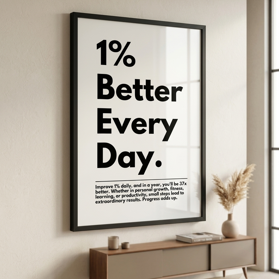 "1% Better Every Day" Motivational Typography Wall Frame (A4)