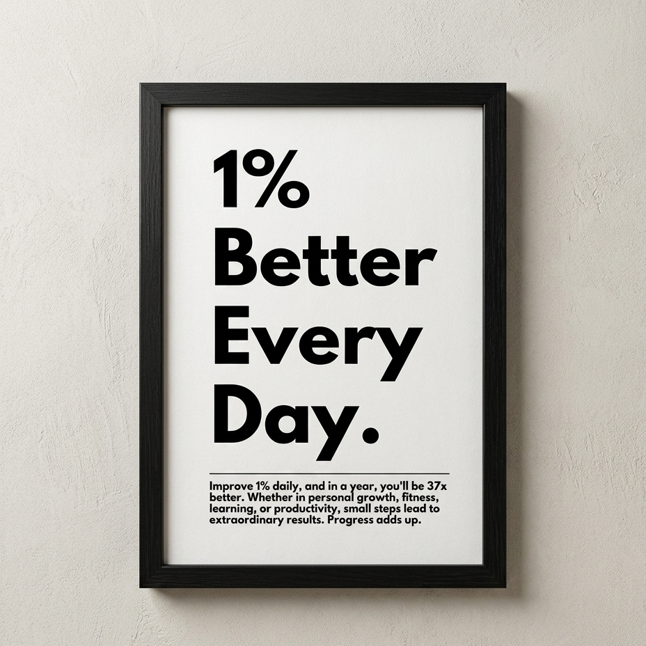 "1% Better Every Day" Motivational Typography Wall Frame (A4)