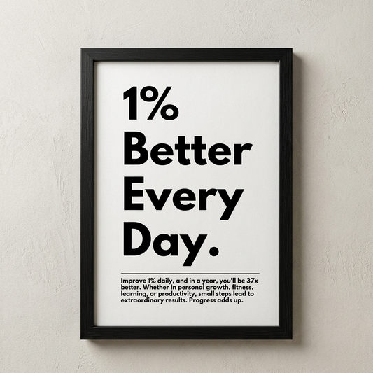 "1% Better Every Day" Motivational Typography Wall Frame (A4)