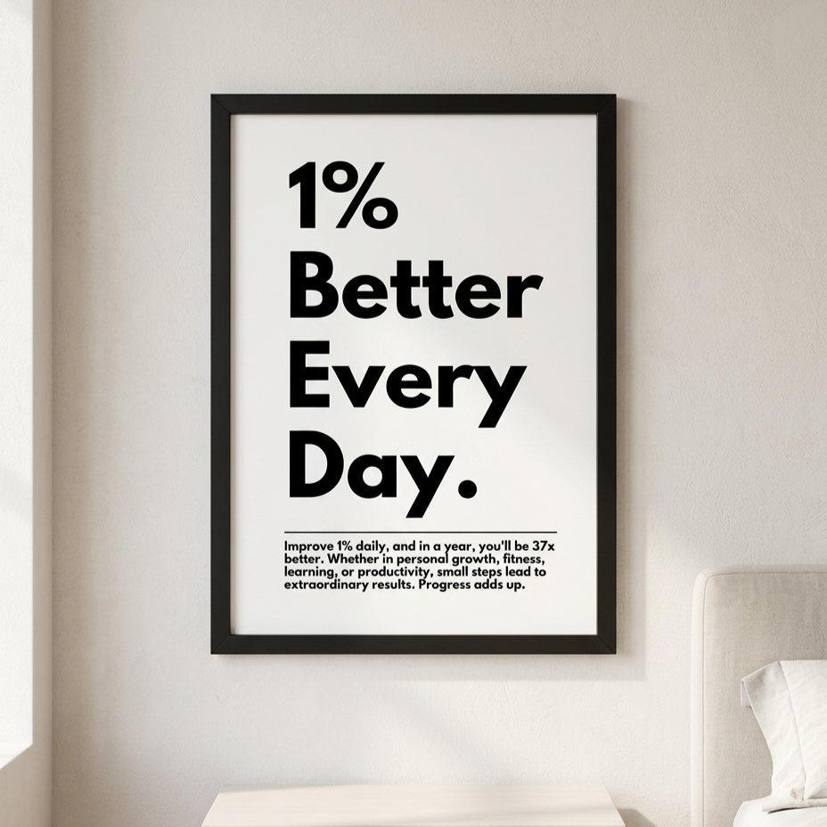 "1% Better Every Day" Motivational Typography Wall Frame (A4)