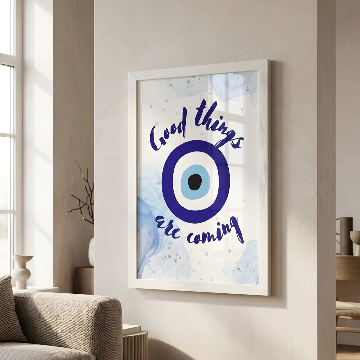 "Good Things Are Coming" Evil Eye Aesthetic Wall Frame (A4)