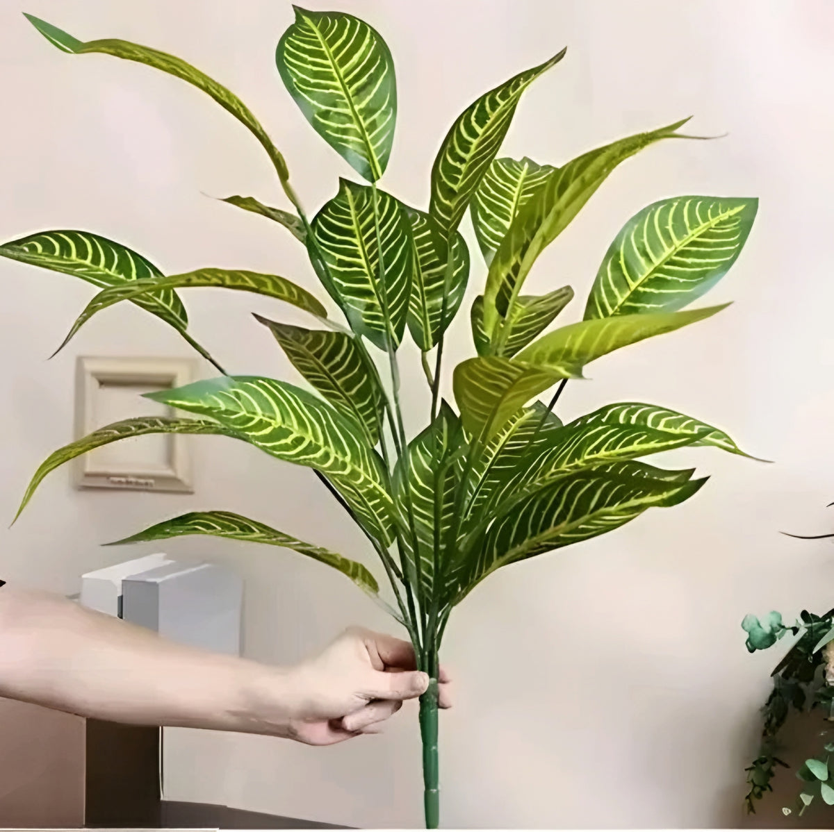 Realistic 26-Leaf Artificial Dieffenbachia Greenery Stem