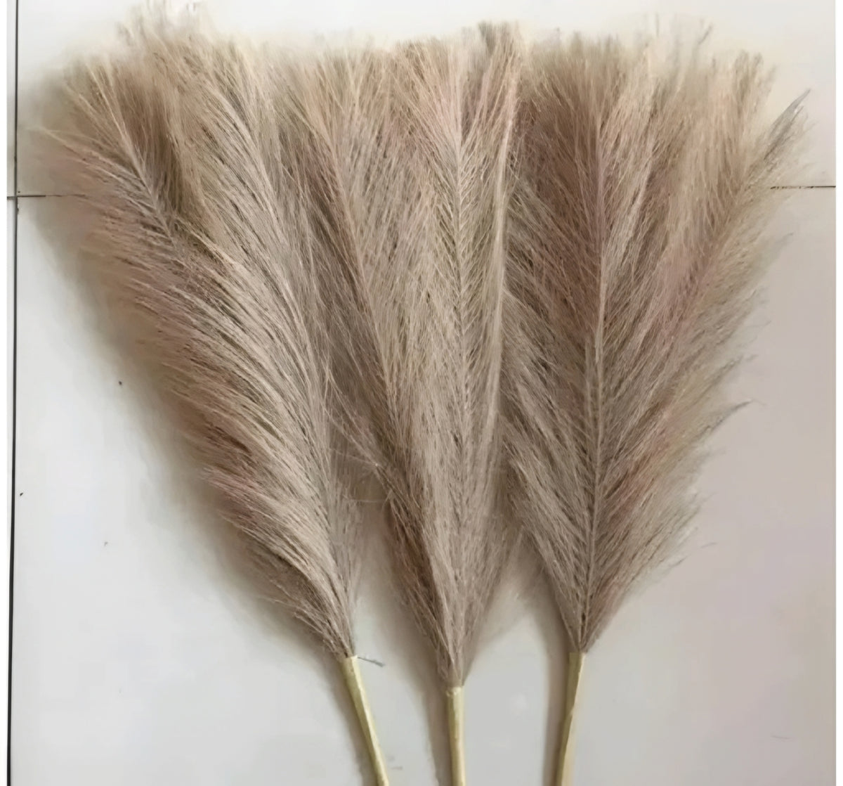 Fluffy Artificial Faux Pampas Grass Stems in Brown (Pack of 3)