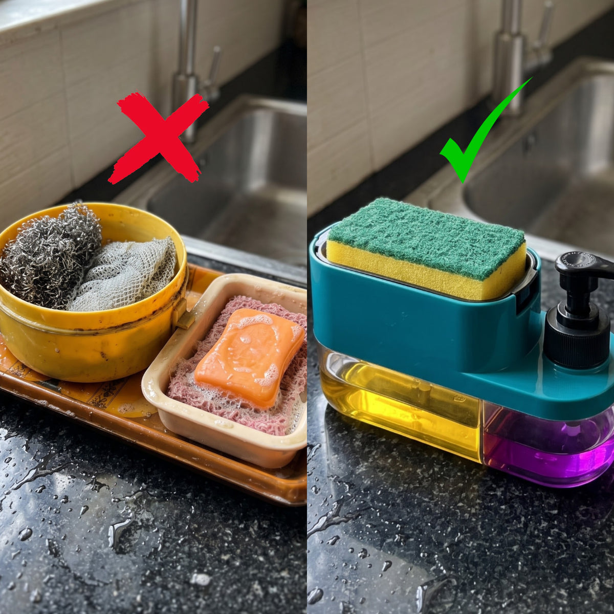 3-in-1 Dish Soap Dispenser & Sponge Caddy