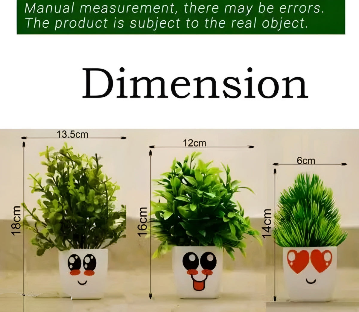 Cute Emoji Face Mini Artificial Tabletop Plants (Set of 5)