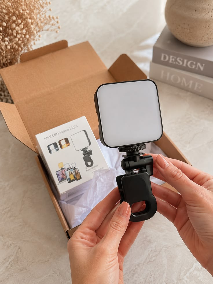 Portable Pocket RGB Video Light with Front & Back Phone Clip - Rechargeable Mini LED Fill Light for Vlog, Selfie, Reels & Video Call