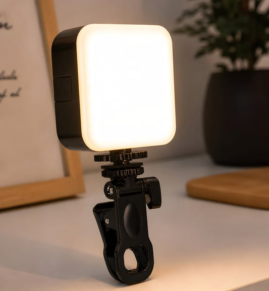 Portable Pocket RGB Video Light with Front & Back Phone Clip - Rechargeable Mini LED Fill Light for Vlog, Selfie, Reels & Video Call