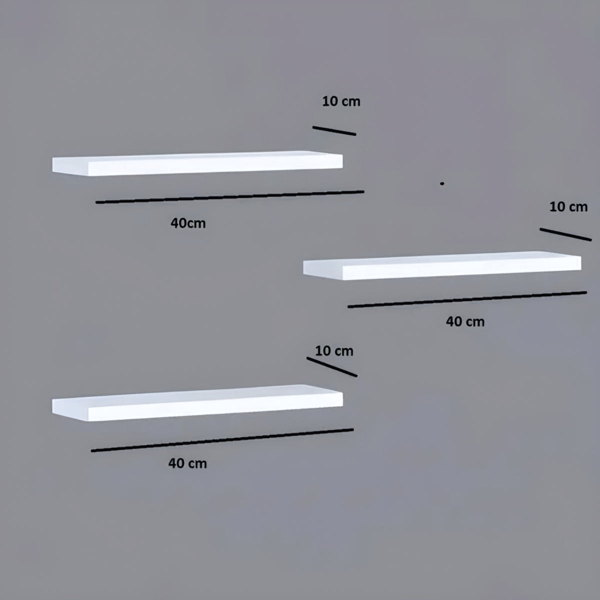 Modern Minimalist Floating Wall Ledges Set of 3 (16 Inch White)