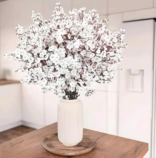 Artificial White Baby's Breath Flower Stems (Gypsophila Silk Flower Bunch)