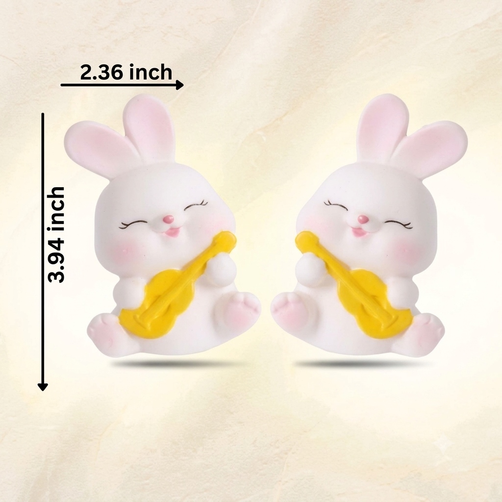 Cute Musical Bunny Night Lamp Combo (Pack of 2) - Battery Operated Warm White LED Bedside Light for Nursery & Kids Room