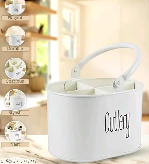 Modern White Metal Cutlery Holder & Spoon Stand