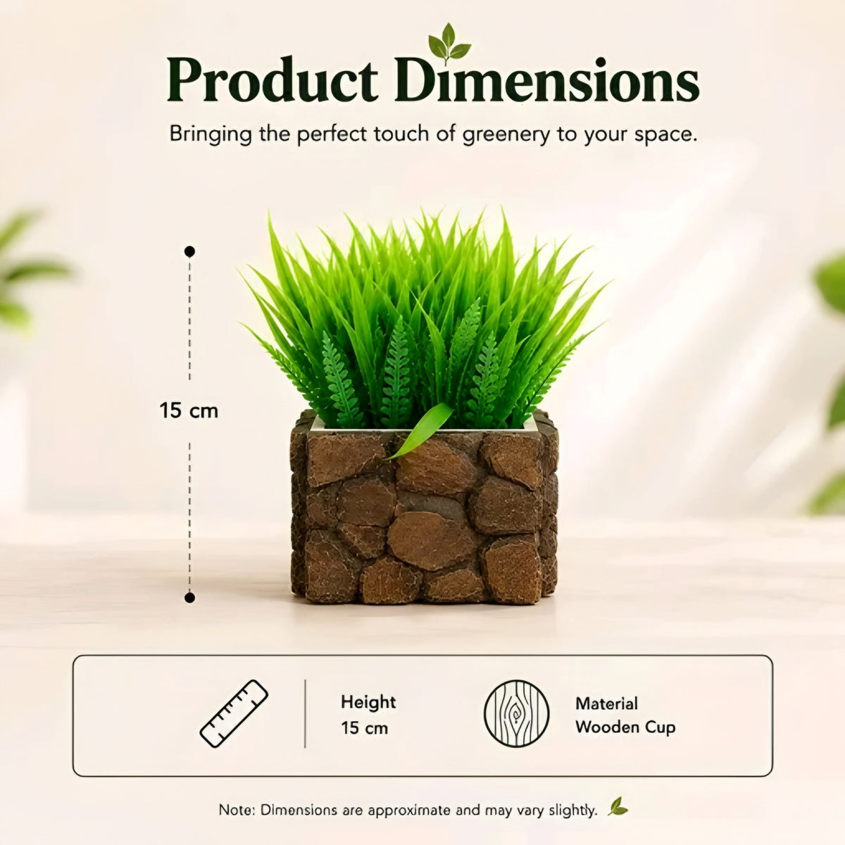 Rustic Wooden-Finish Tabletop Artificial Plants (Set of 2)