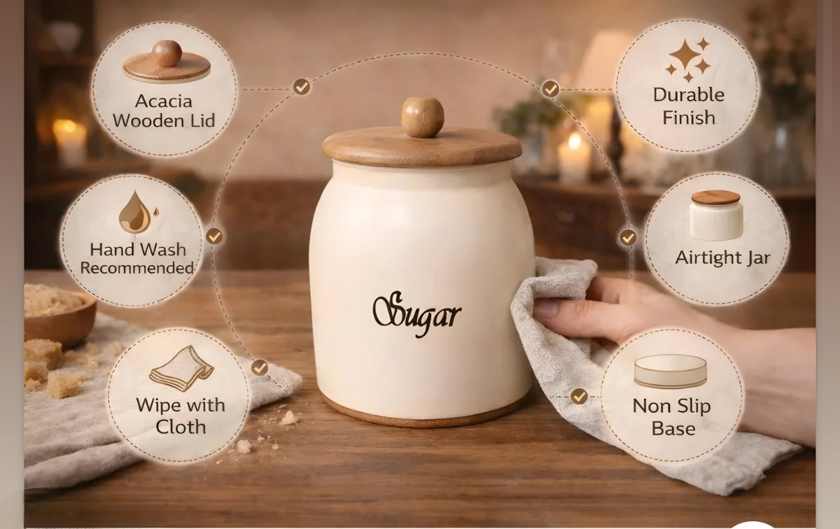 Aesthetic 3-Piece Airtight Kitchen Canister Set (Tea, Sugar & Salt)