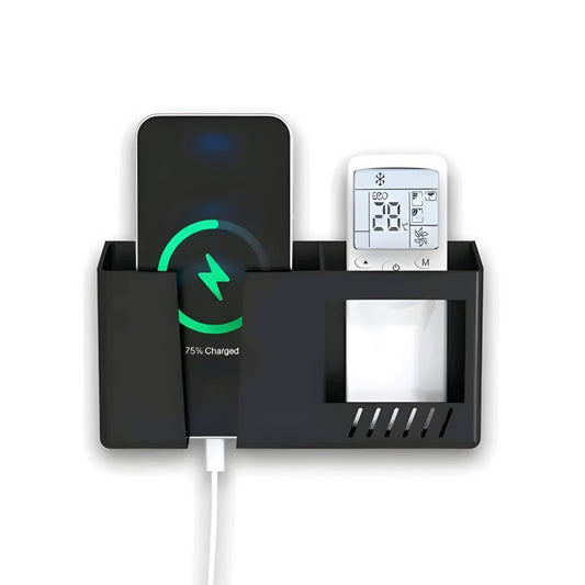 Modern Wall-Mounted Mobile Charging Stand & Remote Organizer Box
