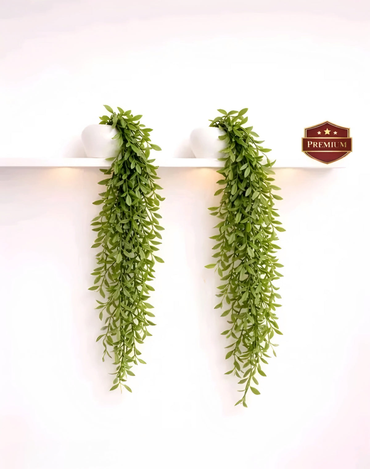 Long Cascading Hanging Vines in Ceramic-Look White Pots (Pack of 2)