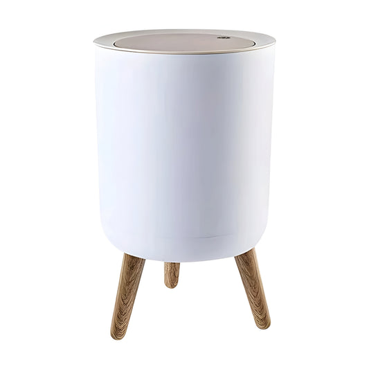 Modern Nordic Elevated Trash Can with Lid & Legs (White)