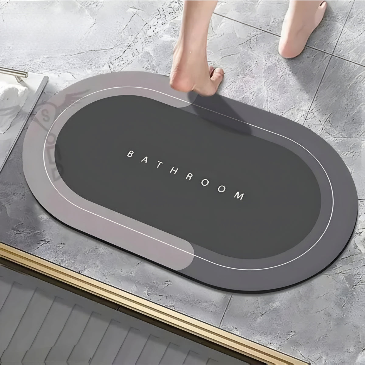 Quick Dry Soft Water Absorbing Oval Bath Mat - Anti-Skid Rubber Backing Super Absorbent Bathroom Doormat Combo (Pack of 2, Navy Blue / Multicolor)