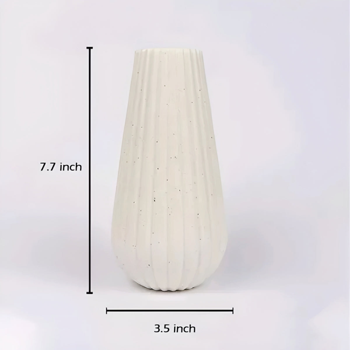 Modern Ribbed Origami Style White Flower Vases (Set of 2 - 8 Inch)