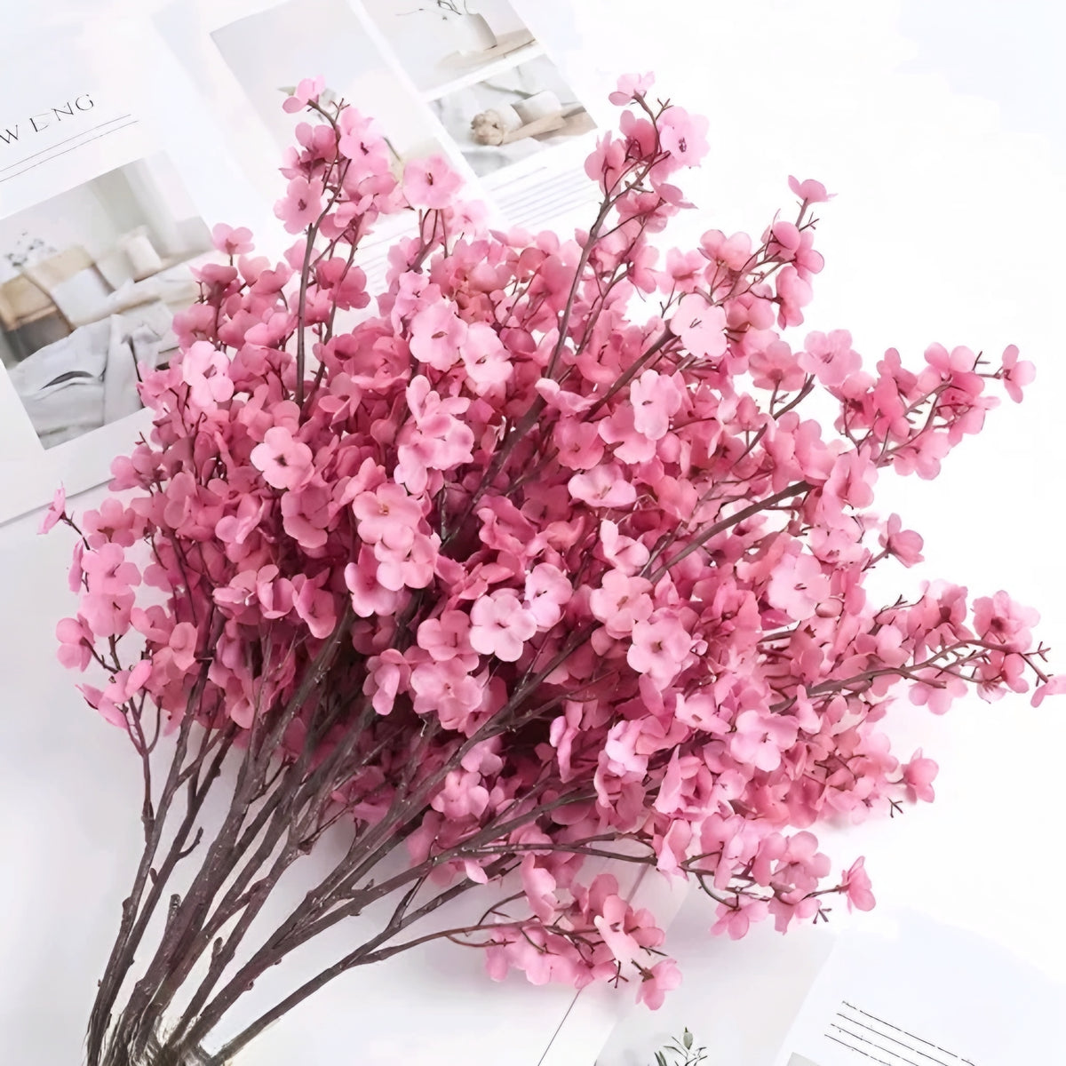 Artificial Pink Baby's Breath Flower Stems (Gypsophila Bunch)