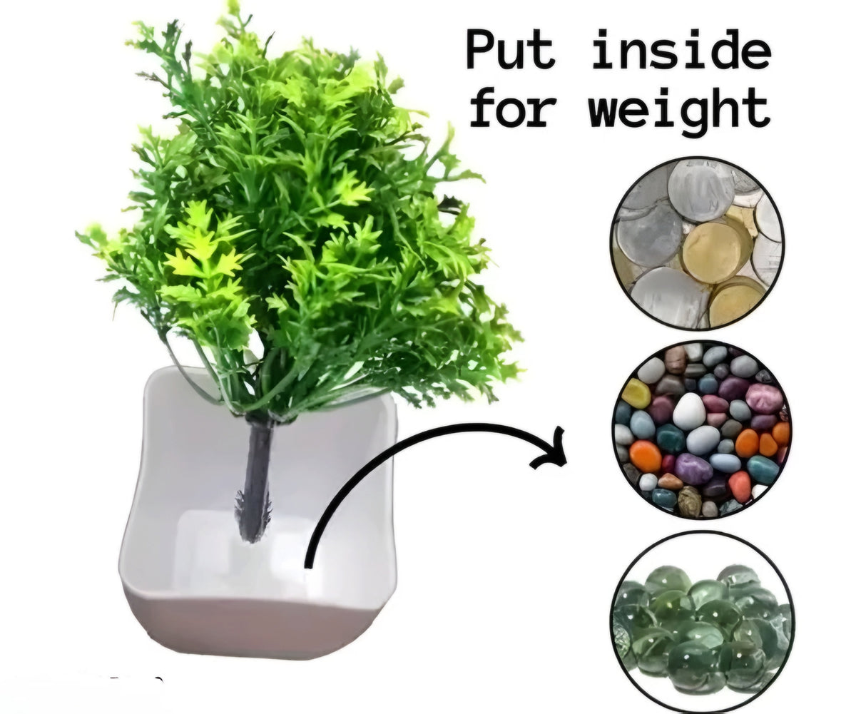 Mini Tabletop Artificial Plants in White Pots (Set of 10)