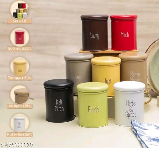 Premium Stainless Steel Airtight Spice Storage Containers (Set of 8)