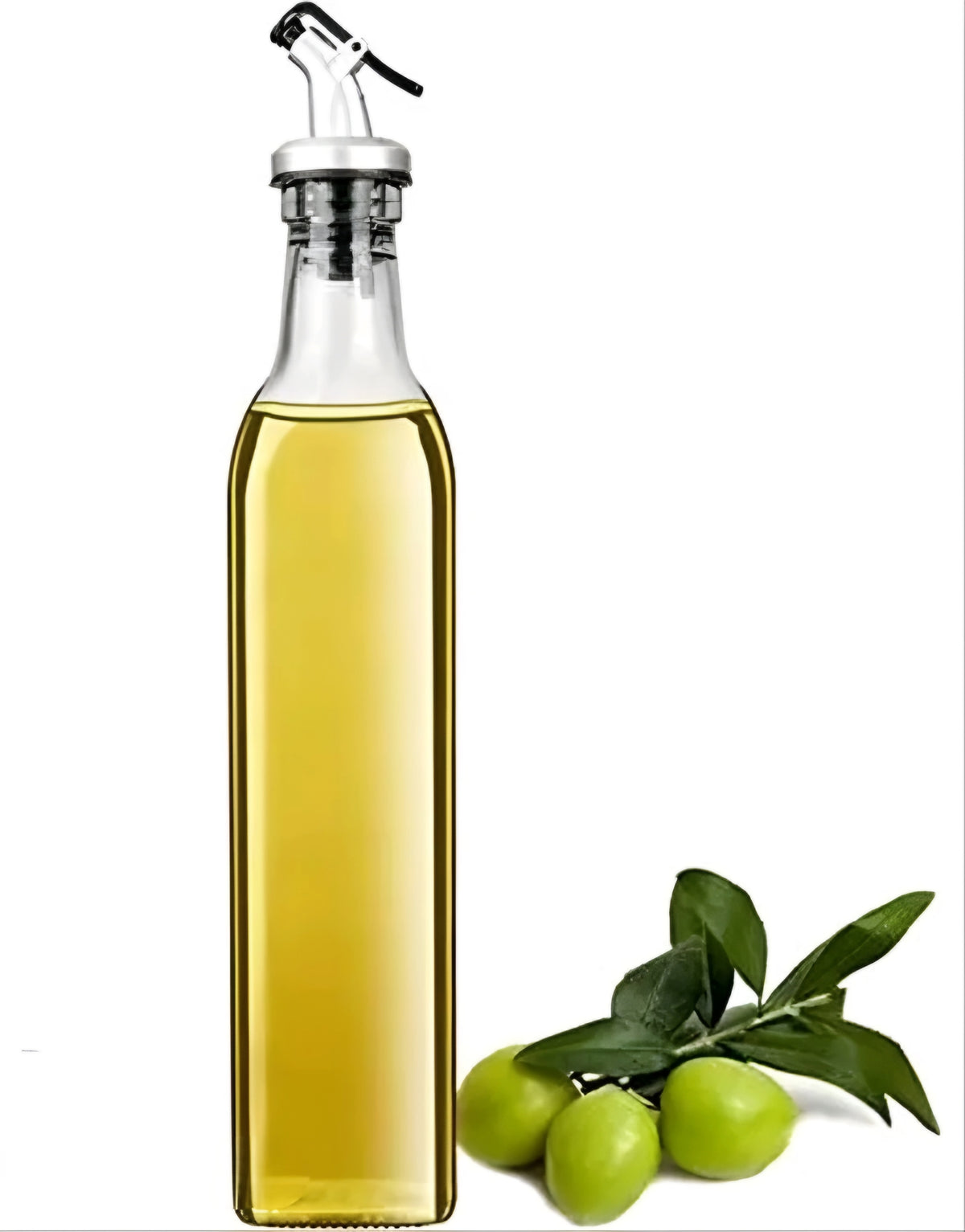 Clear Glass Oil & Vinegar Dispenser Bottle with No-Drip Pourer (500 ml)