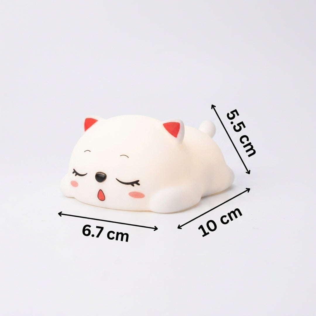 Cute Sleeping Kitty Silicone Night Lamp - Soft LED Bedside Lamp for Kids & Nursery Decor (Warm Yellow Glow)