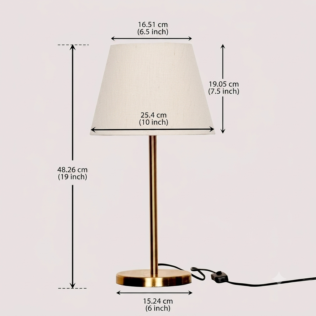 Luxury Golden Metal Table Lamp with Natural Jute Shade - Modern Bedside & Study Desk Lamp for Bedroom & Living Room