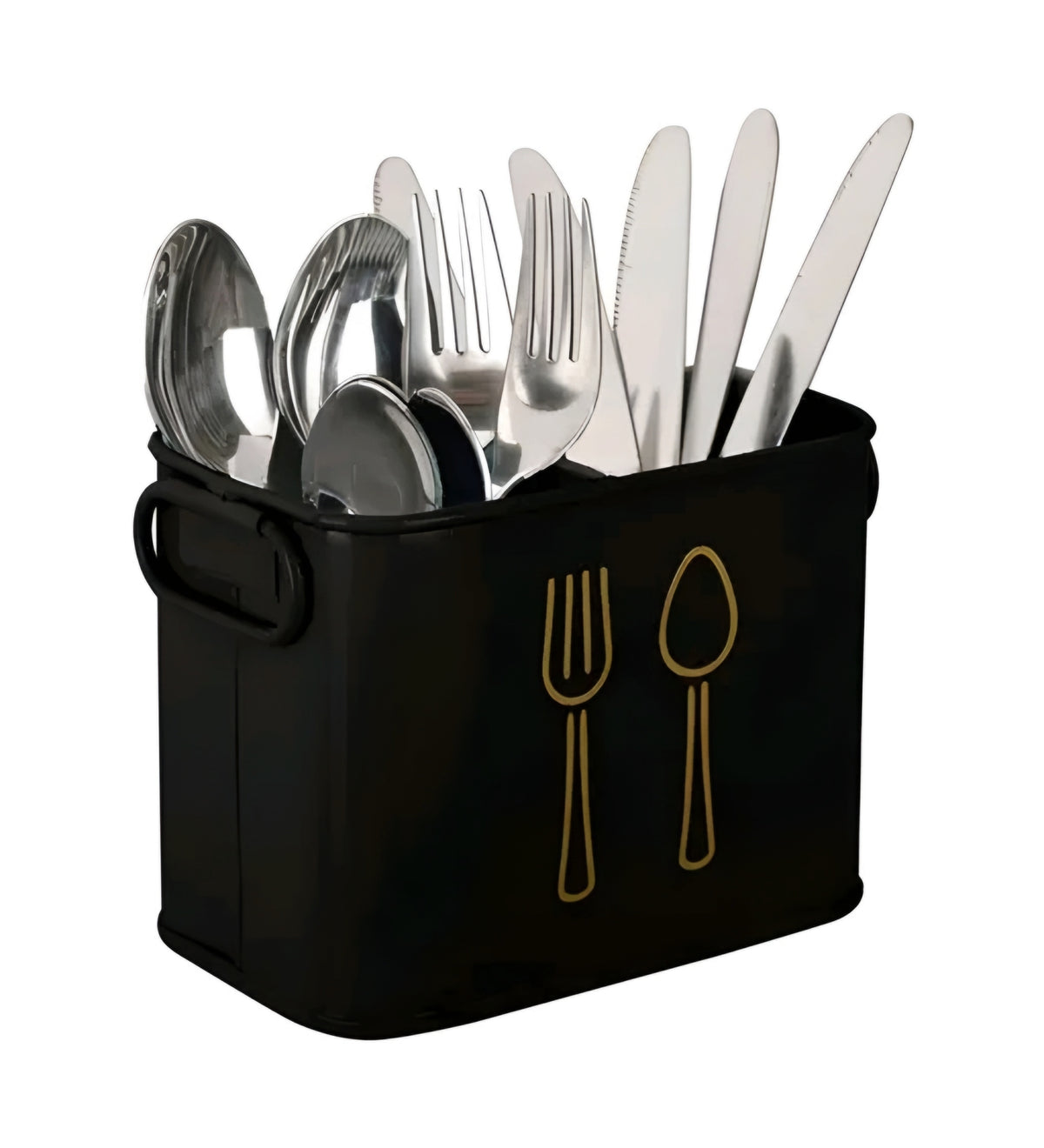 Modern black Metal Cutlery Holder & Spoon Stand