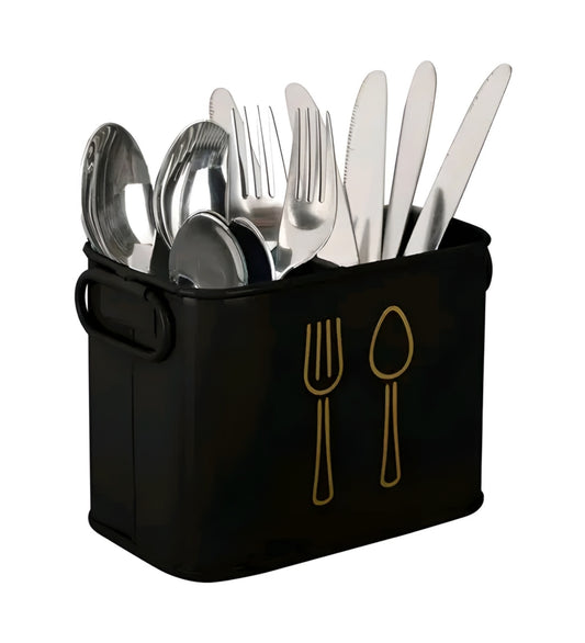 Modern black Metal Cutlery Holder & Spoon Stand