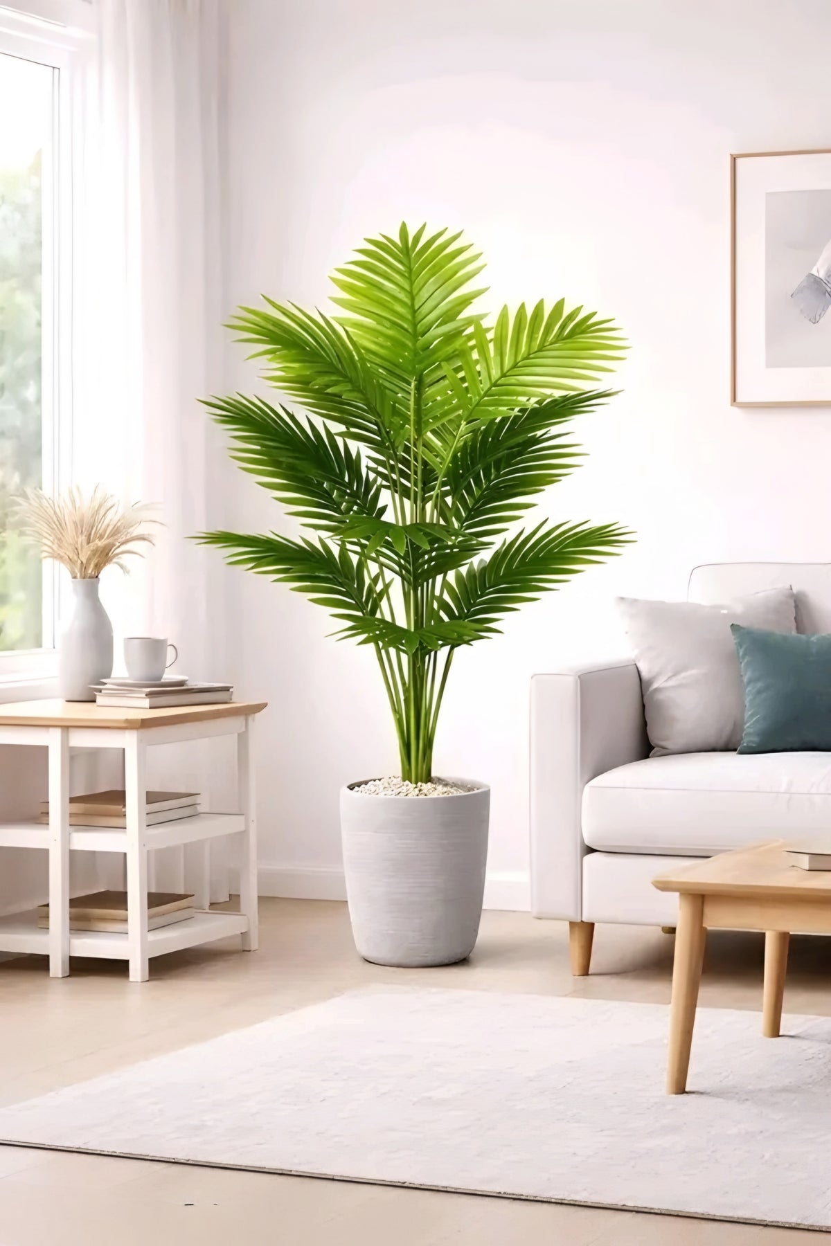 Tall Premium Artificial Pine Green Areca Palm Plant (18 Leaves, 60 Inch)