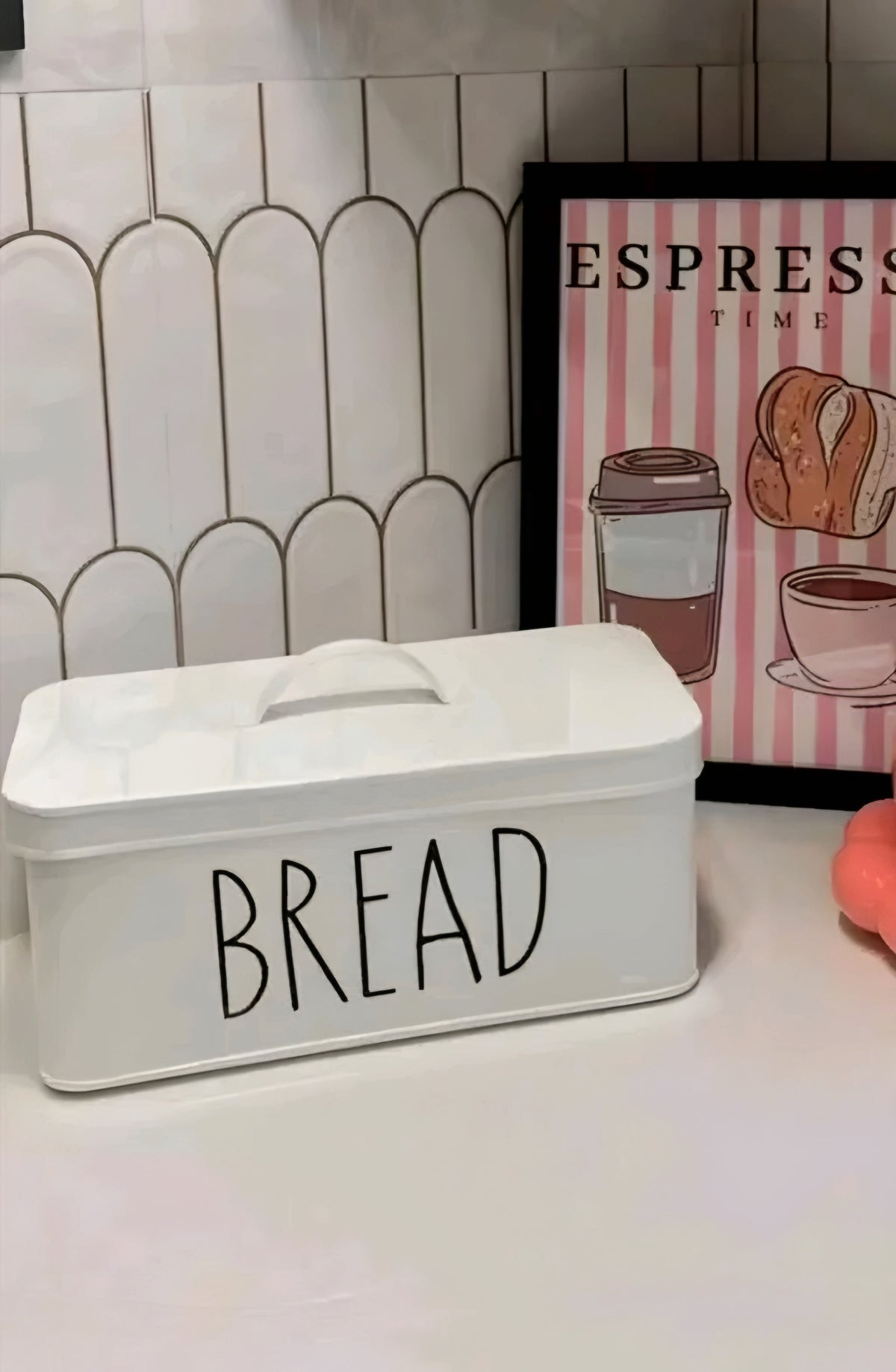 Modern Cream Metal Bread Box Airtight Storage Container with Lid